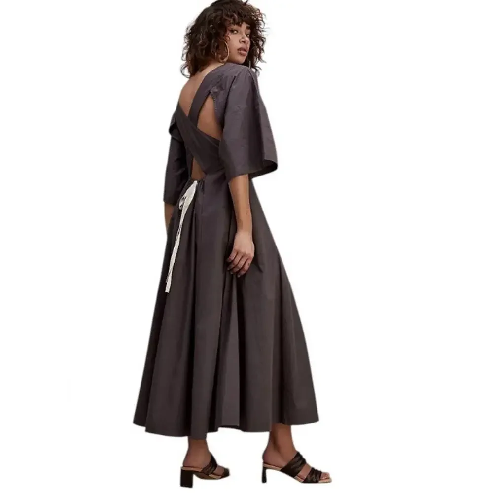 NWT Free People‎ Find Me Here Midi Dress Womens S Shaded Rock Brown Boho